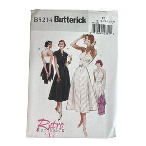 Butterick B5214 Sewing Pattern Size 16-24 Jacket Dress & Belt Retro '47 NEW